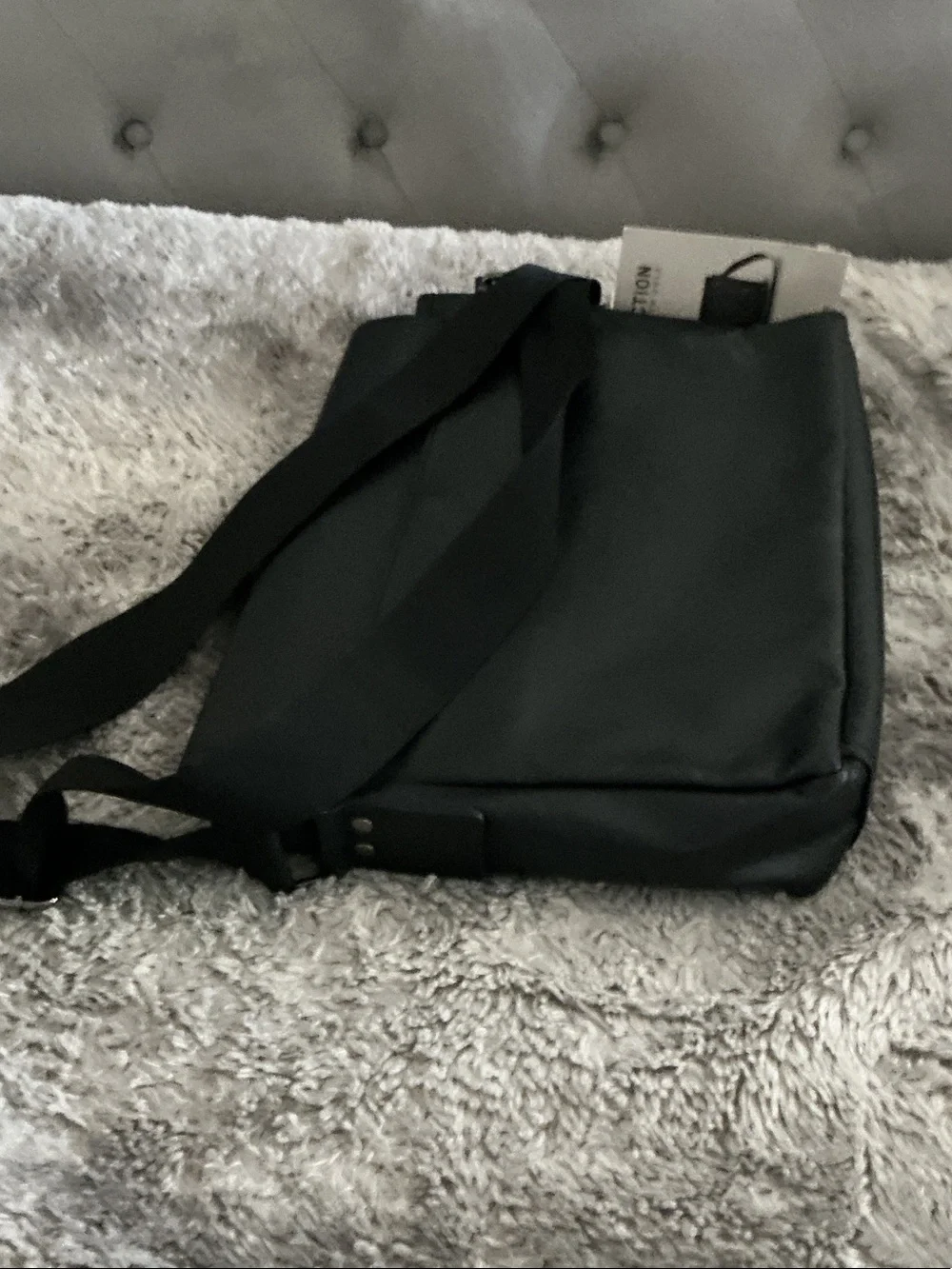 Kenneth Cole Black Leather Bag for laptop with Buckle Detail